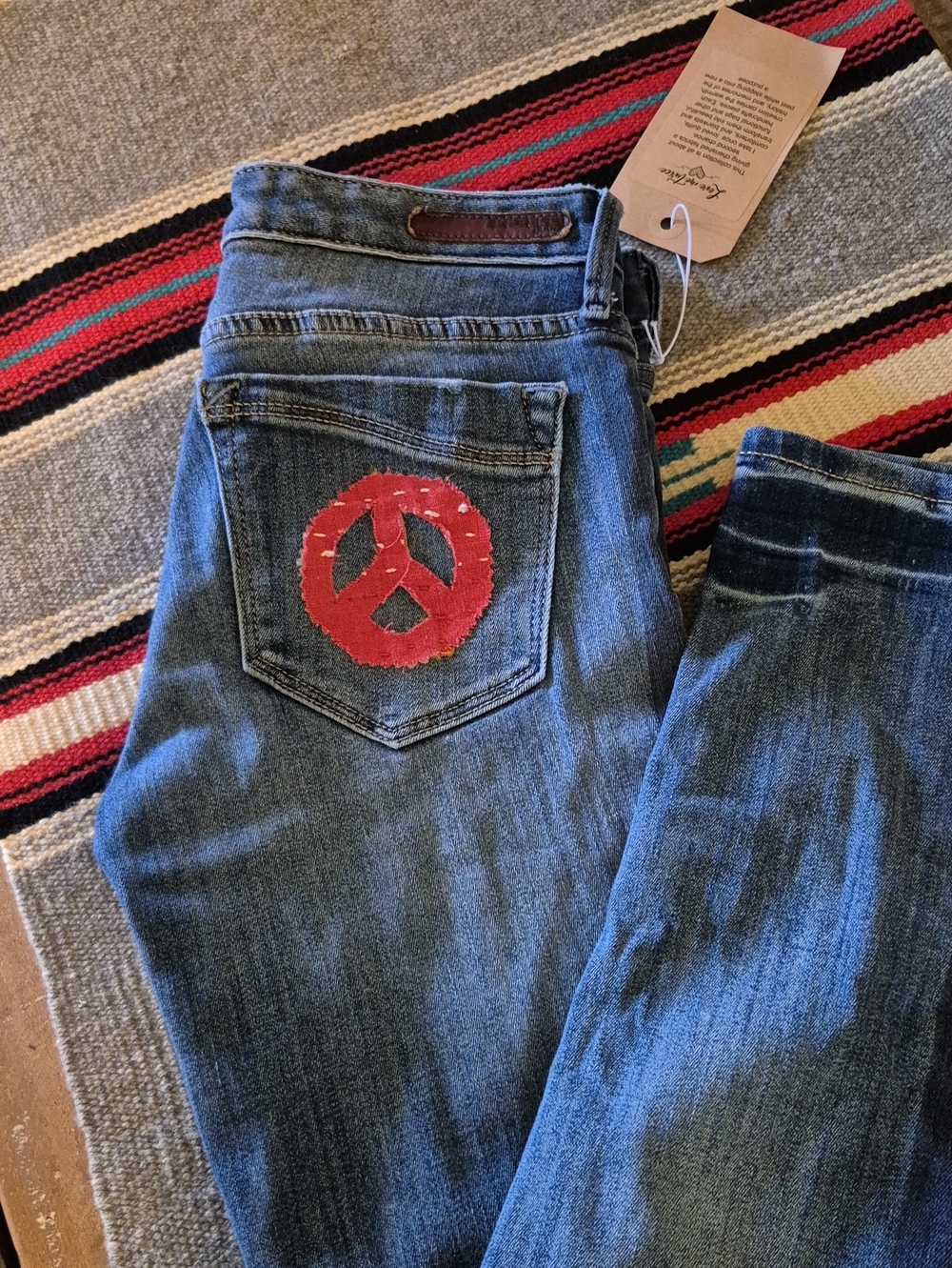 ExPressJeansRepurposed "LoveMeTwice"BellBottom Jeans.sz2 R. W13"×30" 7rise(1670A - Picture 16 of 16